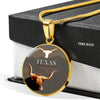 Texas Longhorn Cattle (Cow) Print Circle Pendant Luxury Necklace-Free Shipping - Deruj.com