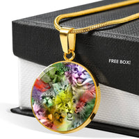 Happy Cats Print Circle Pendant Luxury Necklace-Free Shipping - Deruj.com