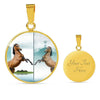 Lusitano Horse Print Circle Pendant Luxury Necklace-Free Shipping - Deruj.com