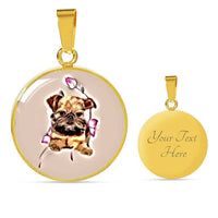 Brussels Griffon Print Circle Pendant Luxury Necklace-Free Shipping - Deruj.com