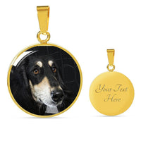 Black Saluki Dog Print Circle Pendant Luxury Necklace-Free Shipping - Deruj.com