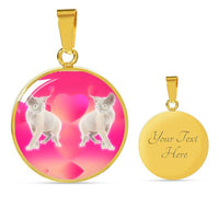 Devon Rex Cat Print Circle Pendant Luxury Necklace-Free Shipping - Deruj.com