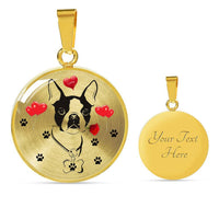 Cute Boston Terrier Print Circle Pendant Luxury Necklace-Free Shipping - Deruj.com