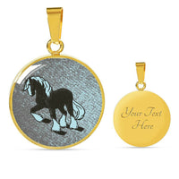 Clydesdale Horse Print Circle Pendant Luxury Necklace-Free Shipping - Deruj.com