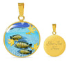 Afra Cichlid Fish Print Luxury Circle Charm Necklace -Free Shipping - Deruj.com