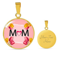 "MOM" Print Circle Pendant Luxury Necklace-Free Shipping - Deruj.com