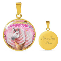 Creamy Unicorn Print Circle Pendant Luxury Necklace-Free Shipping - Deruj.com