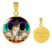 Siberian Cat Print Circle Pendant Luxury Necklace-Free Shipping - Deruj.com