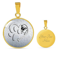Pug Paws Print Circle Pendant Luxury Necklace-Free Shipping - Deruj.com