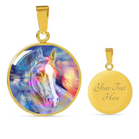 Friesian Horse Print Circle Pendant Luxury Necklace-Free Shipping - Deruj.com