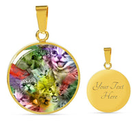 Happy Cats Print Circle Pendant Luxury Necklace-Free Shipping - Deruj.com