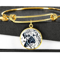 South African Mastiff (Boerboel) Dog Print Circle Pendant Luxury Bangle-Free Shipping - Deruj.com