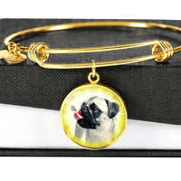 Cute Pug Dog Circle Pendent Luxury Bangle-Free Shipping - Deruj.com