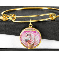 Creamy Unicorn Print Circle Pendant Luxury Bangle-Free Shipping - Deruj.com