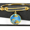 Common Molly Fish Print Circle Pendant Luxury Bangle-Free Shipping - Deruj.com