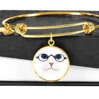 Cute Cat With Glasses Print Circle Pendant Luxury Bangle-Free Shipping - Deruj.com