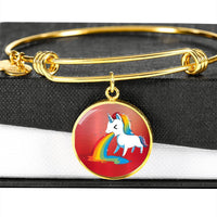 Unicorn Rainbow Print Circle Pendant Luxury Bangle-Free Shipping - Deruj.com