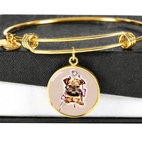 Brussels Griffon Print Circle Pendant Luxury Bangle-Free Shipping - Deruj.com