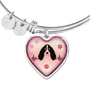 English Springer Spaniel Dog Print Heart Pendant Bangle-Free Shipping - Deruj.com
