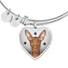 Cute Pharaoh Hound Print Luxury Heart Charm Bangle-Free Shipping - Deruj.com