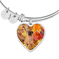 Cute Bullmastiff Print Luxury Heart Charm Bangle-Free Shipping - Deruj.com