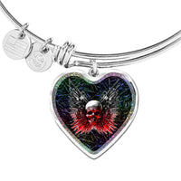 Gun And Skull Print Heart Pendant Bangle-Free Shipping - Deruj.com