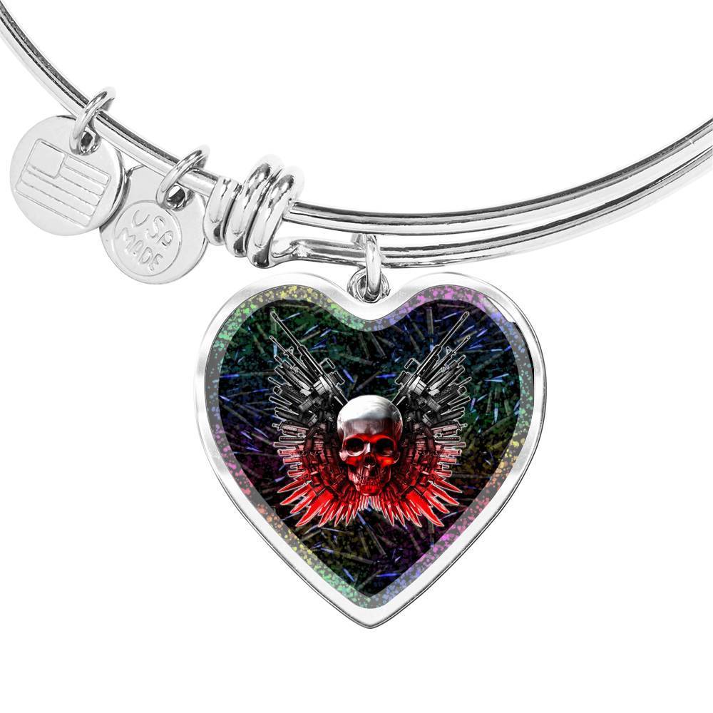 Gun And Skull Print Heart Pendant Bangle-Free Shipping - Deruj.com