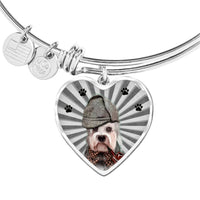 Dandie Dinmont Terrier Print Luxury Heart Charm Bangle-Free Shipping - Deruj.com