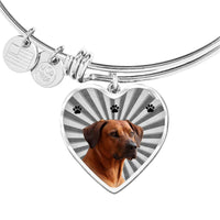 Rhodesian Ridgeback Print Luxury Heart Charm Bangle-Free Shipping - Deruj.com