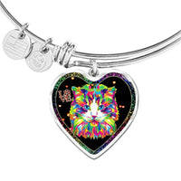 Colorful Cat Print Heart Pendant Bangle-Free Shipping - Deruj.com