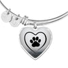 Paw Print Luxury Heart Charm Bangle-Free Shipping - Deruj.com
