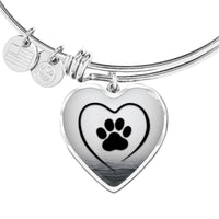 Paw Print Luxury Heart Charm Bangle-Free Shipping - Deruj.com