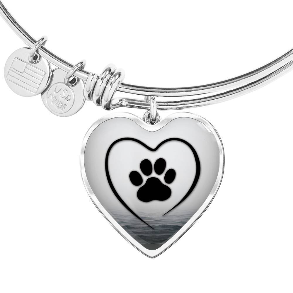 Paw Print Luxury Heart Charm Bangle-Free Shipping - Deruj.com