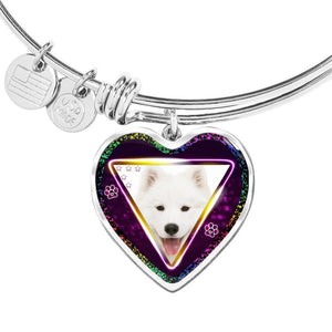 Samoyed Dog Print Heart Pendant Bangle-Free Shipping - Deruj.com