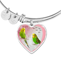 Budgerigar Parrot Print Heart Pendant Bangle-Free Shipping - Deruj.com