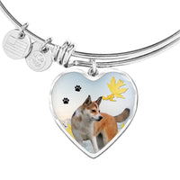 Cute Norwegian Lundehund Print Luxury Heart Charm Bangle-Free Shipping - Deruj.com