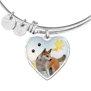 Cute Norwegian Lundehund Print Luxury Heart Charm Bangle-Free Shipping - Deruj.com