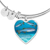 Slender Danios Fish Print Luxury Heart Charm Bangle-Free Shipping - Deruj.com