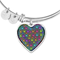 Colorful Paws Print Heart Pendant Bangle-Free Shipping - Deruj.com