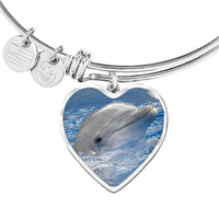 Cute Dolphin Print Heart Pendant Luxury Bangle-Free Shipping - Deruj.com