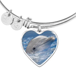 Cute Dolphin Print Heart Pendant Luxury Bangle-Free Shipping - Deruj.com