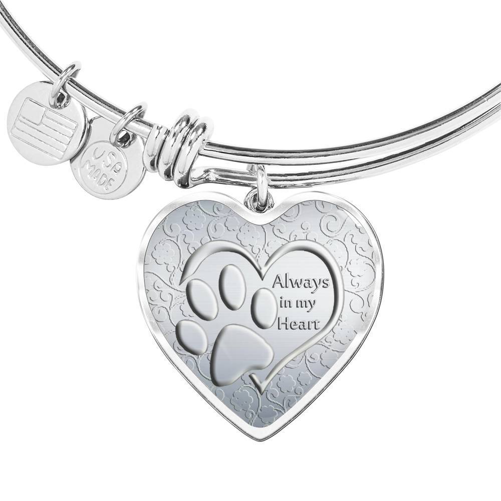 Paws Art Print Heart Pendant Luxury Bangle-Free Shipping - Deruj.com