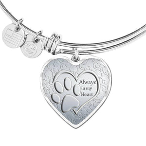 Paws Art Print Heart Pendant Luxury Bangle-Free Shipping - Deruj.com