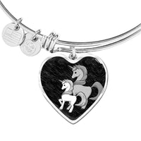 Cute Unicorn Print Heart Pendant Luxury Bangle-Free Shipping - Deruj.com