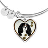 Cavalier King Charles Spaniel Dog Print Heart Pendant Bangle-Free Shipping - Deruj.com