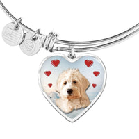 Goldendoodle Print Luxury Heart Charm Bangle-Free Shipping - Deruj.com