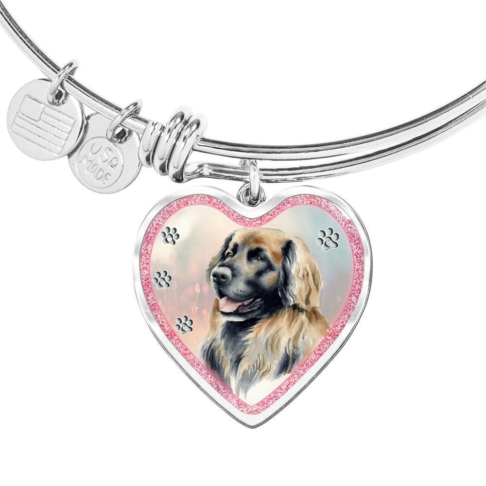 Leonberger Dog Art Print Heart Pendant Bangle-Free Shipping - Deruj.com