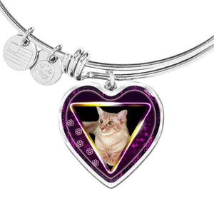 Javanese Cat Print Heart Pendant Bangle-Free Shipping - Deruj.com