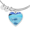 Fish Print Luxury Heart Charm Bangle-Free Shipping - Deruj.com