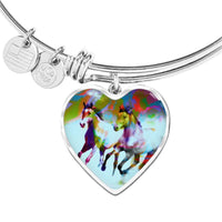 American Quarter Horse Print Heart Pendant Luxury Bangle-Free Shipping - Deruj.com